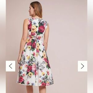 Anthropologie Floral Midi Dress - White, Red, Yellow